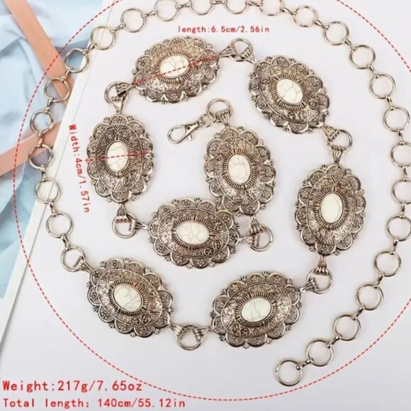 Vintage Style Bohemian Concho Waist chain Belt nwot